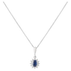 Collana in platino con diamanti e zaffiri da 0,15 carati MF22-041326