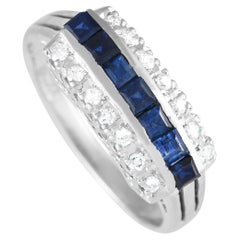 Anillo de platino con diamante y zafiro de 0,15 ct MF10-112924