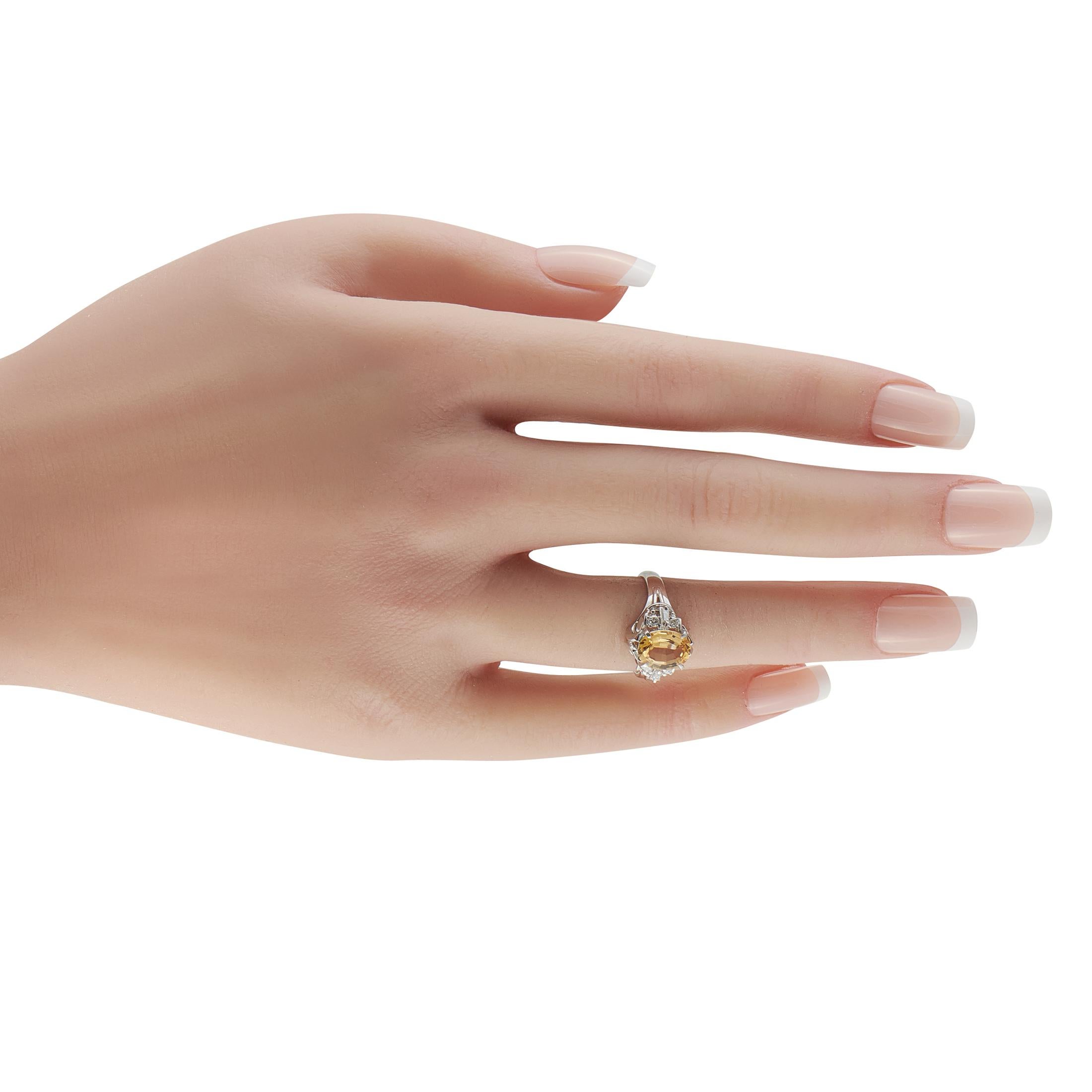 Platinum 0.16ct Diamond and Imperial Topaz Ring MF09-101625 (Rundschliff) im Angebot