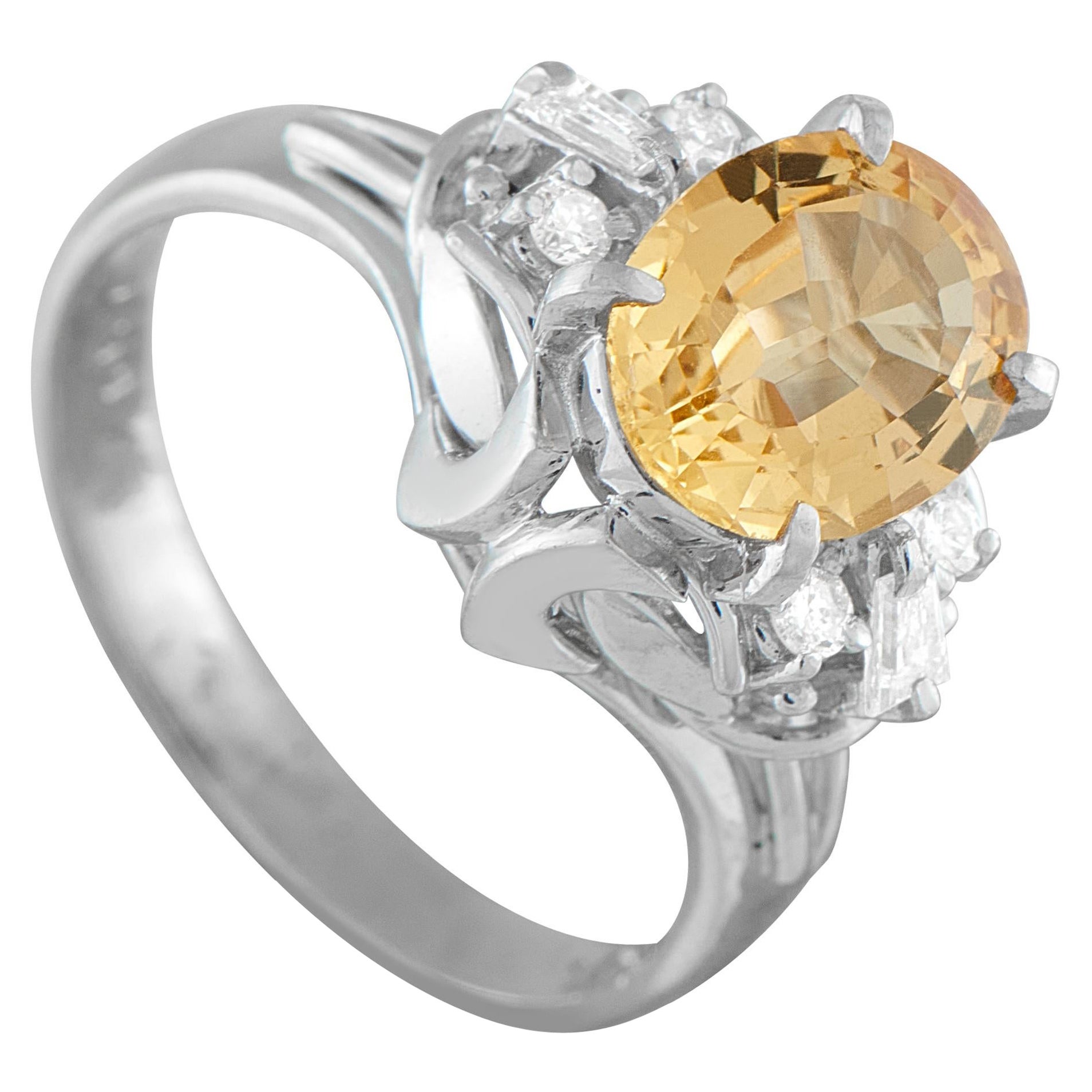 Platinum 0.16ct Diamond and Imperial Topaz Ring MF09-101625 im Angebot