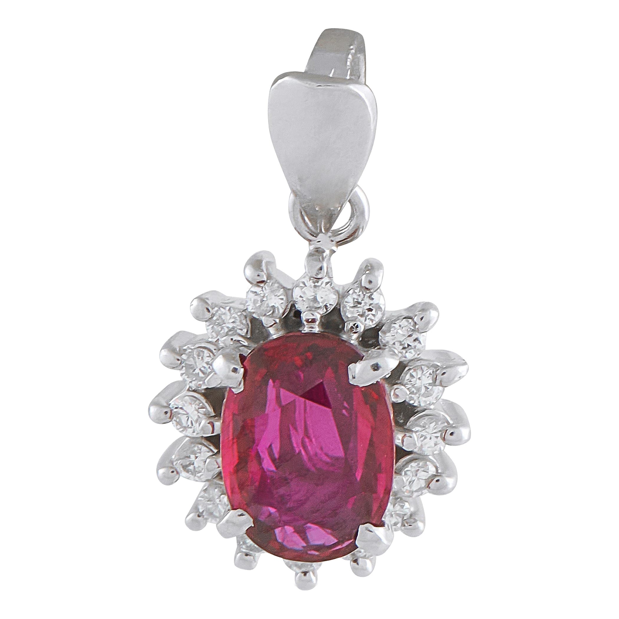 Platinum 0.16ct Diamond and Ruby Pendant MF14-101525
