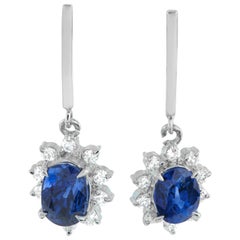 Platinum 0.16ct Diamond and Sapphire Earrings MF32-110525