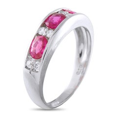 Anillo de platino con diamantes y zafiros de 0,16 ct MF29-041426
