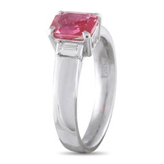 Platinum 0.17ct Diamond and Ruby Three-Stone Ring MF14-101725