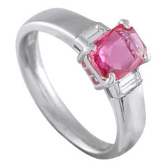 Platinum 0.17ct Diamond and Ruby Three-Stone Ring MF14-101725
