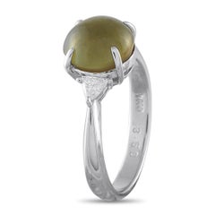 Platinum 0.18ct Diamond and Cats Eye Ring #5349