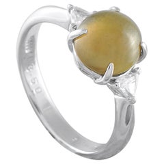 Platinum 0.18ct Diamond and Cats Eye Ring #5349