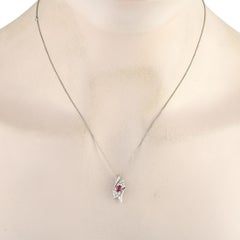 Platinum 0.18ct Diamond and Ruby Pendant Necklace
