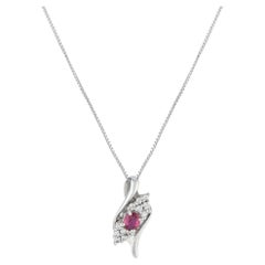 Platinum 0.18ct Diamond and Ruby Pendant Necklace