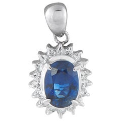 Platinum 0.18ct Diamond and Sapphire Pendant MF29-110525