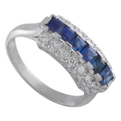 Platinum 0.18ct Diamond and Sapphire Ring MF13-121625