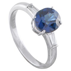 Platinum 0.19ct Diamond and Sapphire Ring #5337