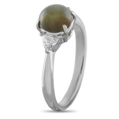Platinum 0.20ct Diamond and Cats Eye Ring MF14-122925