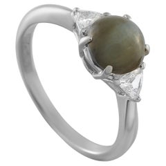 Platinum 0.20ct Diamond and Cats Eye Ring MF14-122925