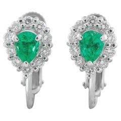 Orecchini in platino con diamanti e smeraldi da 0,20 carati MF34-031326