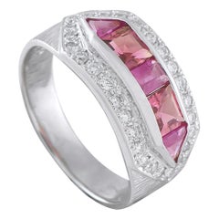 Platinum 0.20ct Diamond and Pink Sapphire Ring MF39-110425