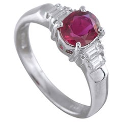 Platinum 0.20ct Diamond and Ruby Ring MF11-101725