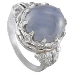 Platinum 0.20ct Diamond and Star Sapphire Art Deco Ring MF10-043026