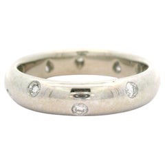 Platinum 0.20ctw Burnish Set Diamond 4.4mm Wide Eternity  Band Ring sz 6