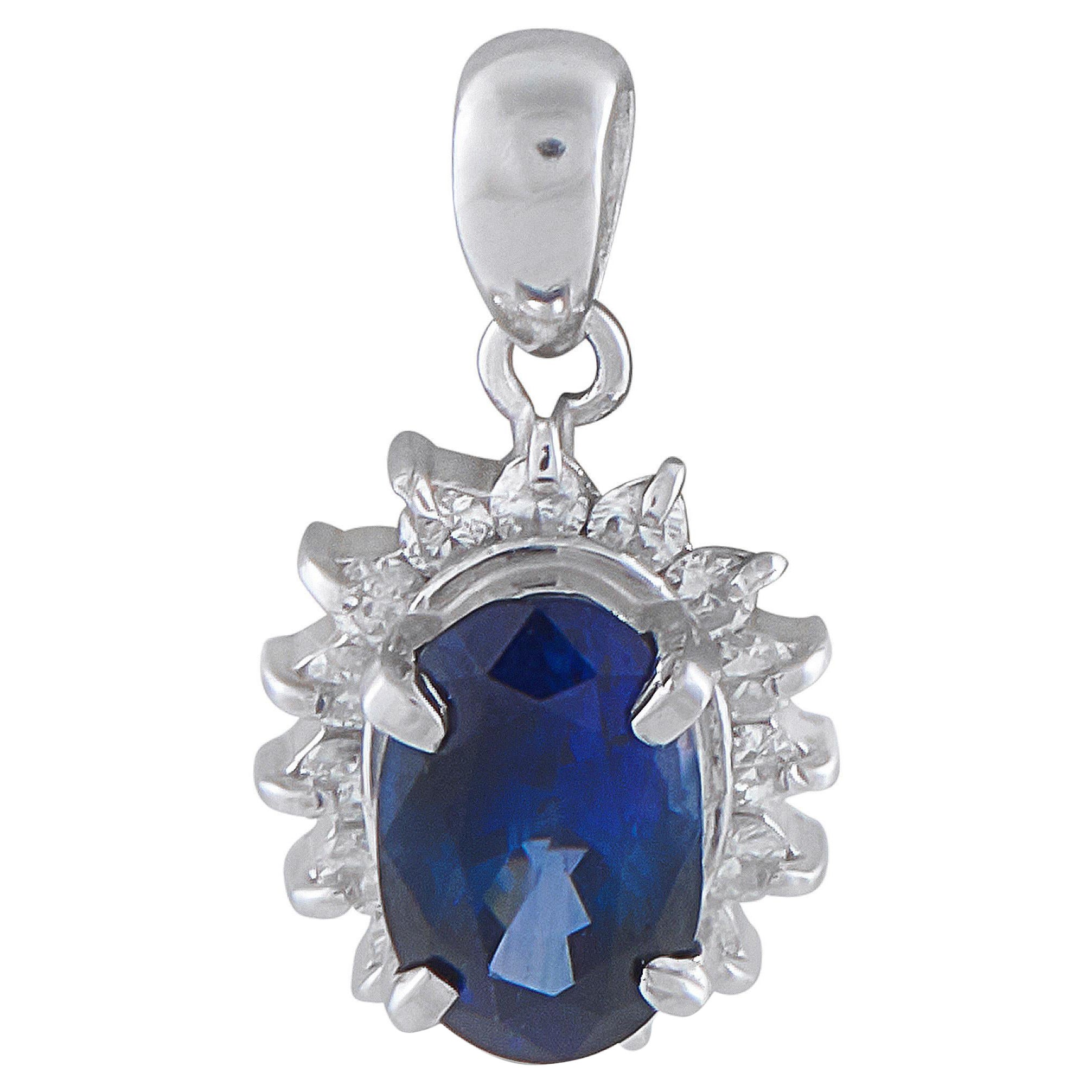 Pendentif en platine 0,21ct diamant et saphir MF28-121625 en vente
