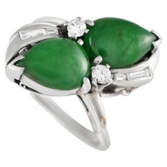 Platinum 0.22ct Diamond and Jade Ring MF24-021324