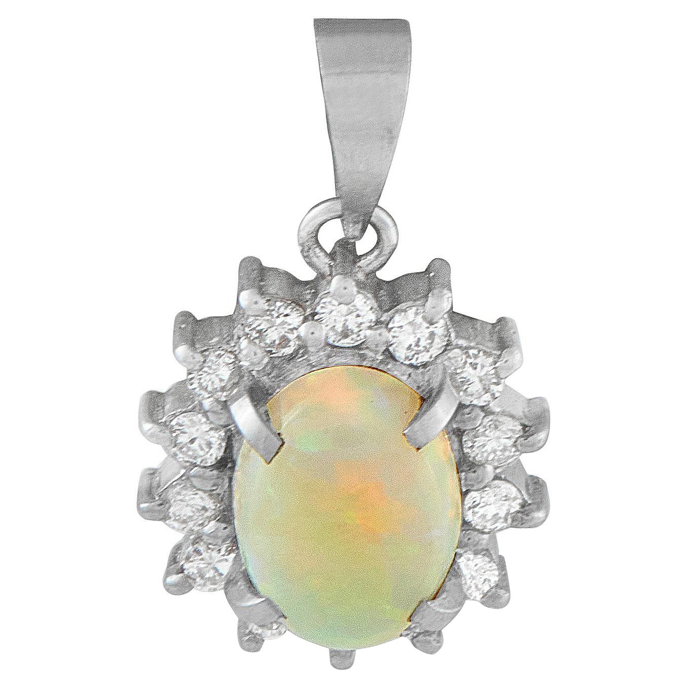 Ciondolo in platino con diamante e opale da 0,22 carati MF21-121625