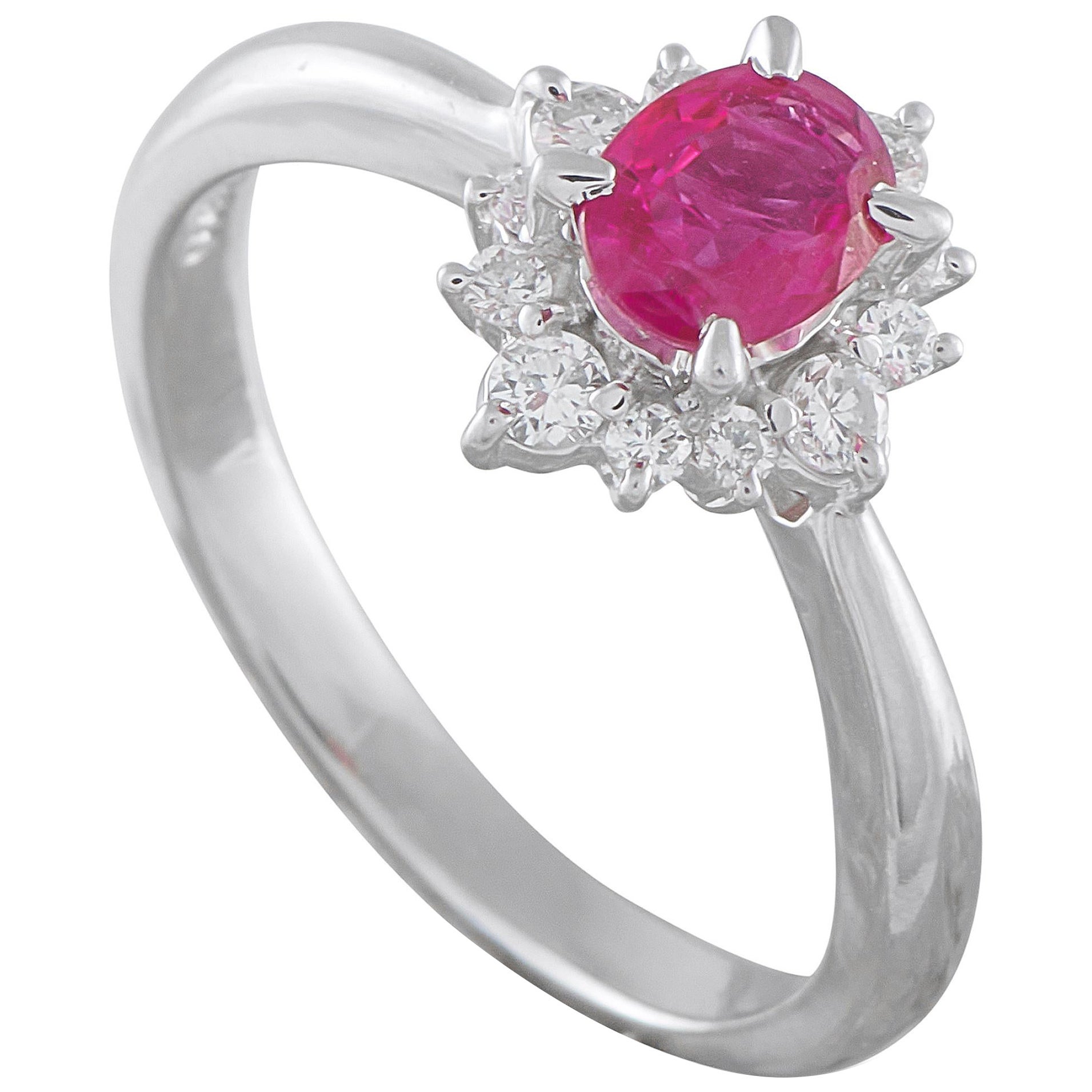 Platinum 0.22ct Diamond and Ruby Ring MF15-121625
