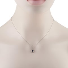 Platinum 0.22ct Diamond and Sapphire Pendant Necklace MF06-041426