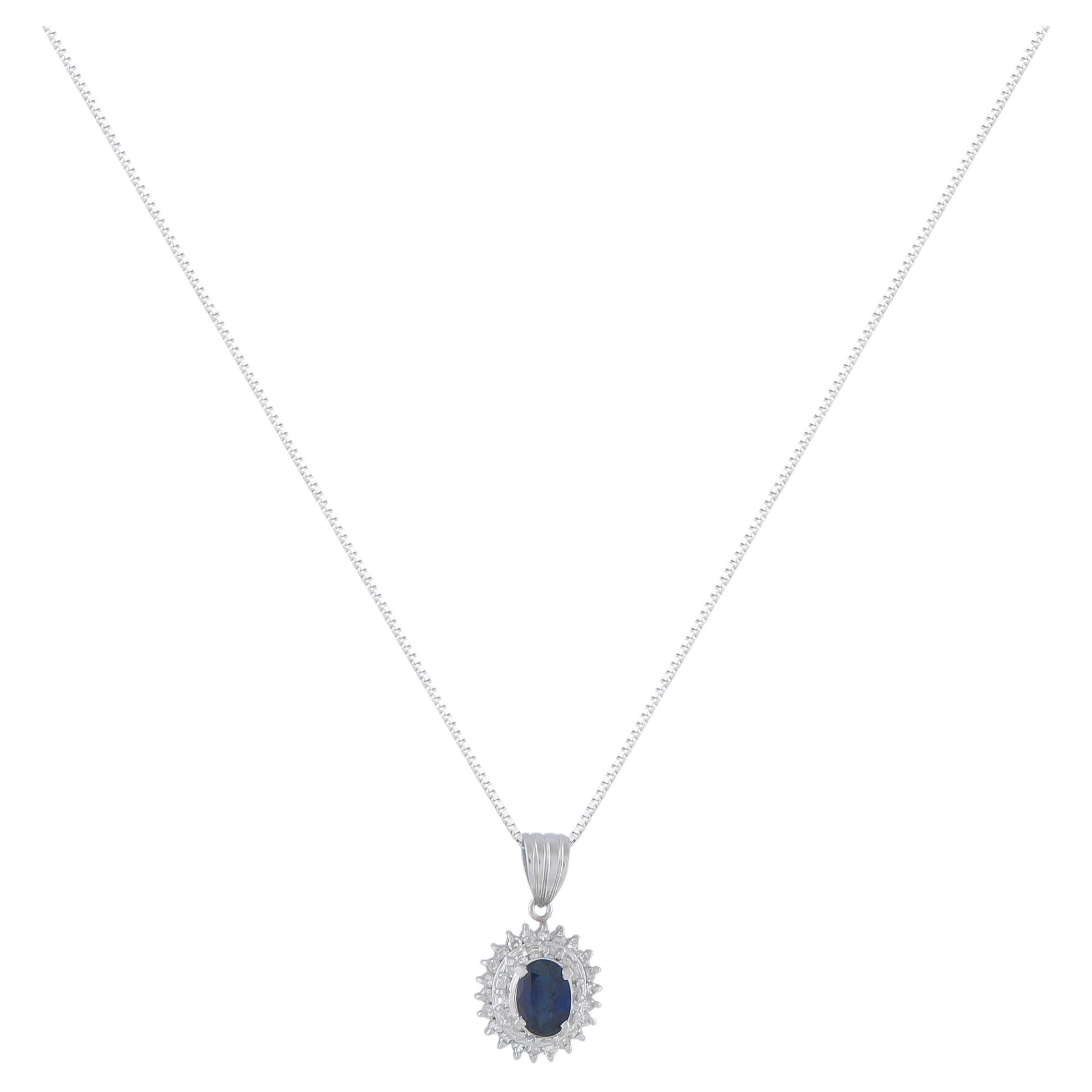 Platinum 0.22ct Diamond and Sapphire Pendant Necklace MF06-041426