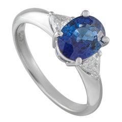 Platinum 0.22ct Diamond and Sapphire Ring #5219