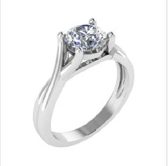 Platinum 0.25 Carat Round Diamond Twisted Love 4 Prong Bespoke Engagement Ring