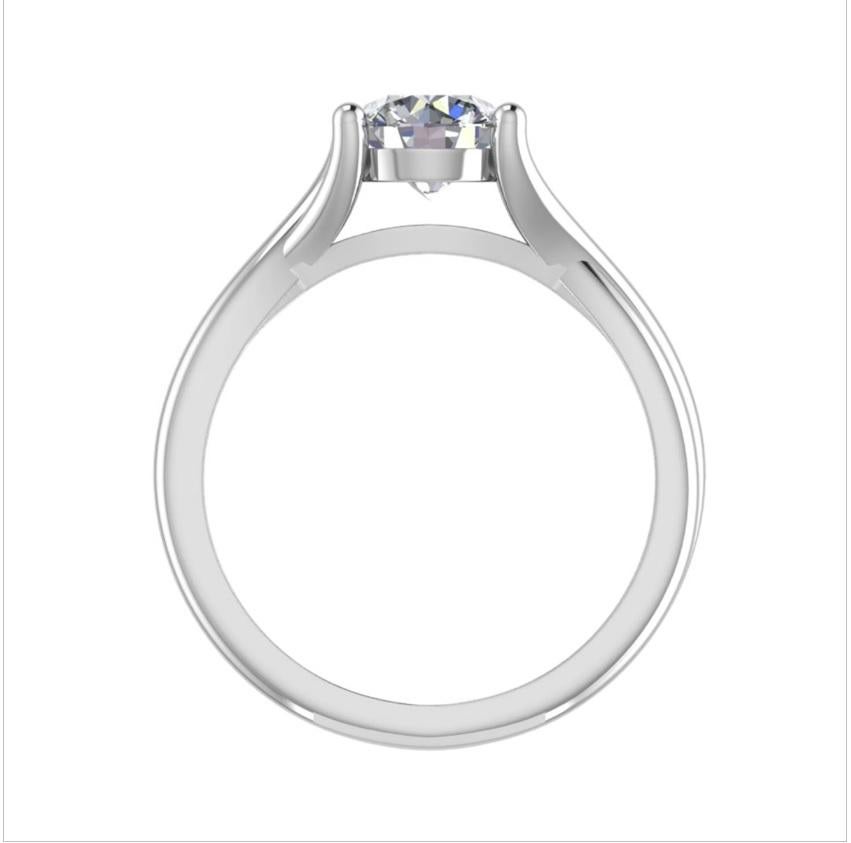 Moderne Bague de fiançailles sur mesure amour torsadé à 4 griffes en platine avec diamants ronds de 0,25 carat en vente