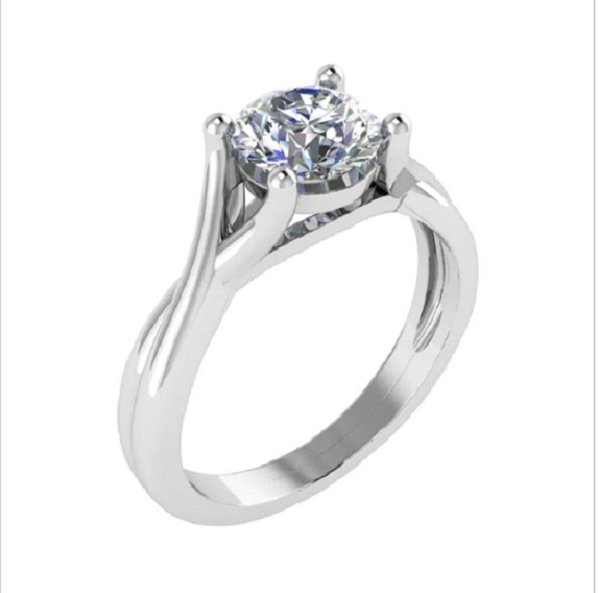 Bague de fiançailles sur mesure amour torsadé à 4 griffes en platine avec diamants ronds de 0,25 carat Pour femmes en vente
