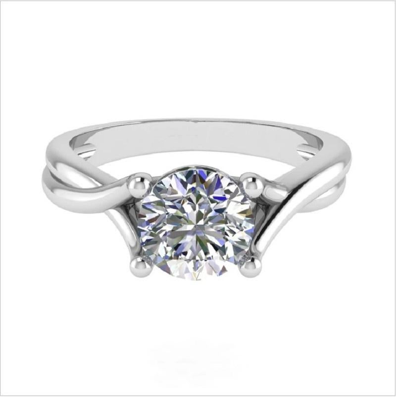 Platinum 0.25 Carat Round Diamond Twisted Love 4 Prong Bespoke Engagement Ring In New Condition For Sale In London, GB