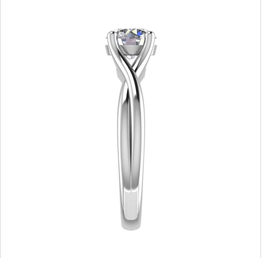 Women's Platinum 0.25 Carat Round Diamond Twisted Love 4 Prong Bespoke Engagement Ring For Sale