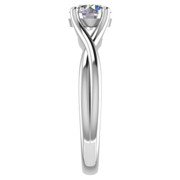 Platinum 0.25 Carat Round Diamond Twisted Love 4 Prong Bespoke Engagement Ring