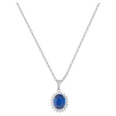 Collier en platine avec pendentif en diamant et saphir de 0,25ct MF19-041326