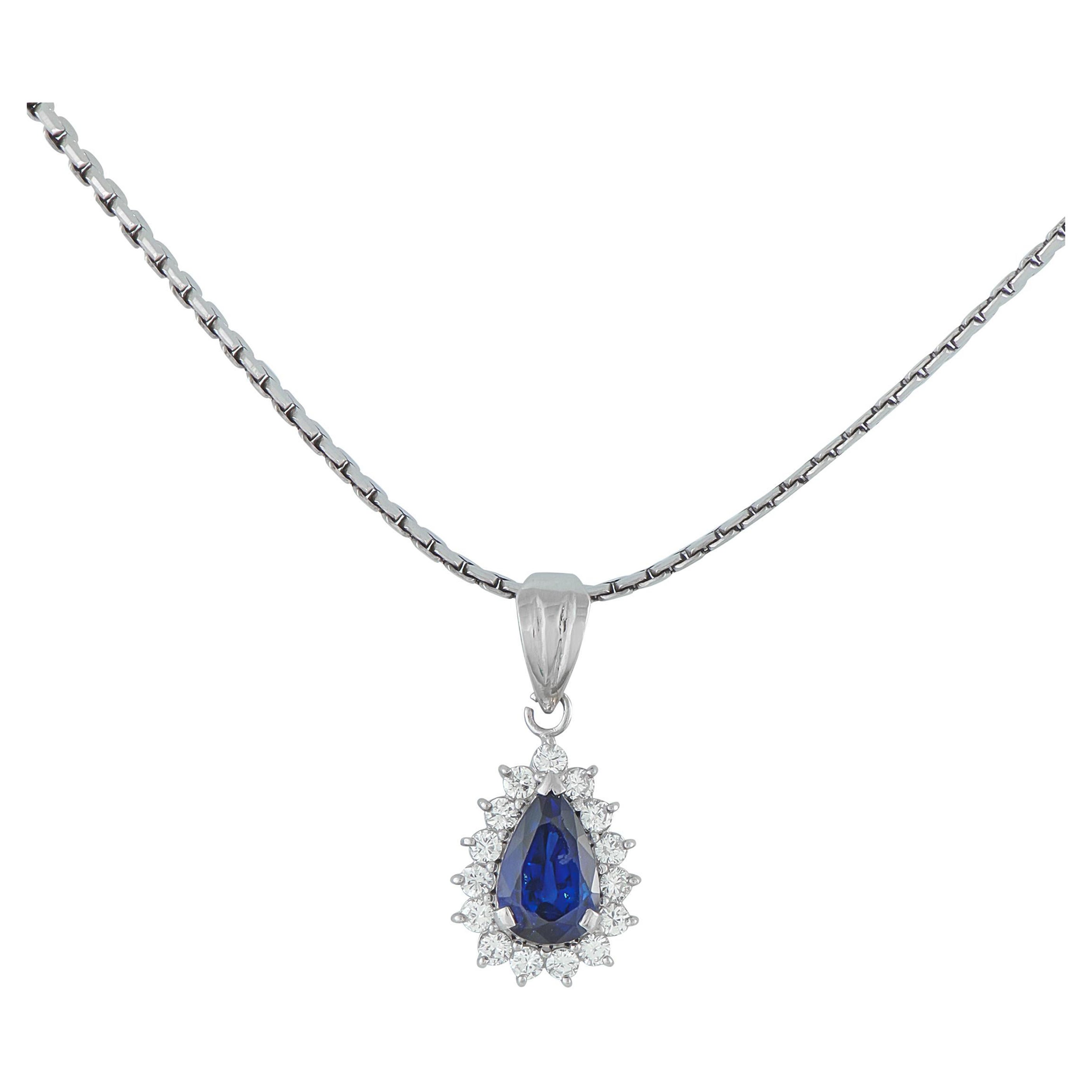 Collana in platino con diamanti e zaffiri da 0,25 carati MF36-110525 in vendita