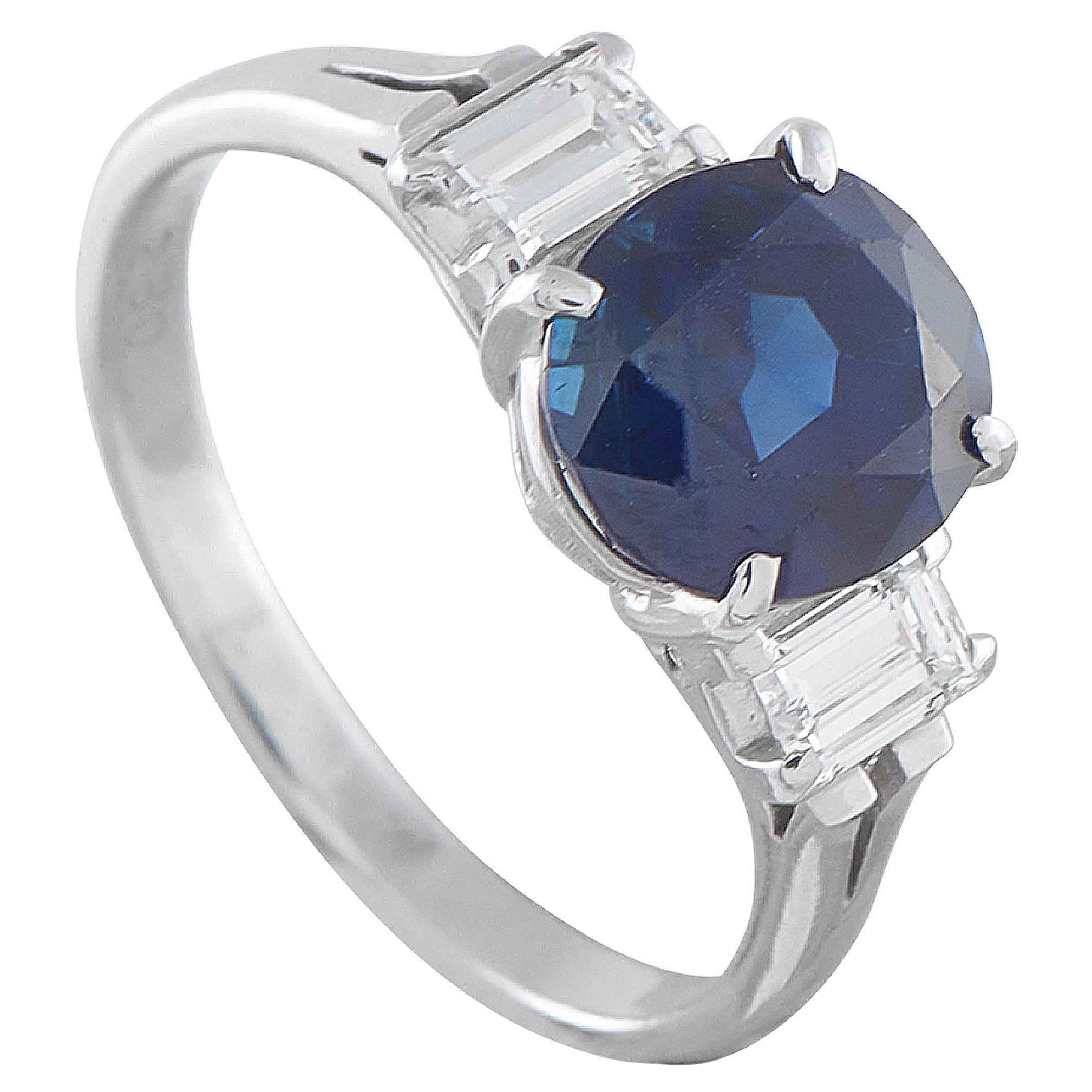 Platin 0,25ct Diamant und Saphir Ring #5319