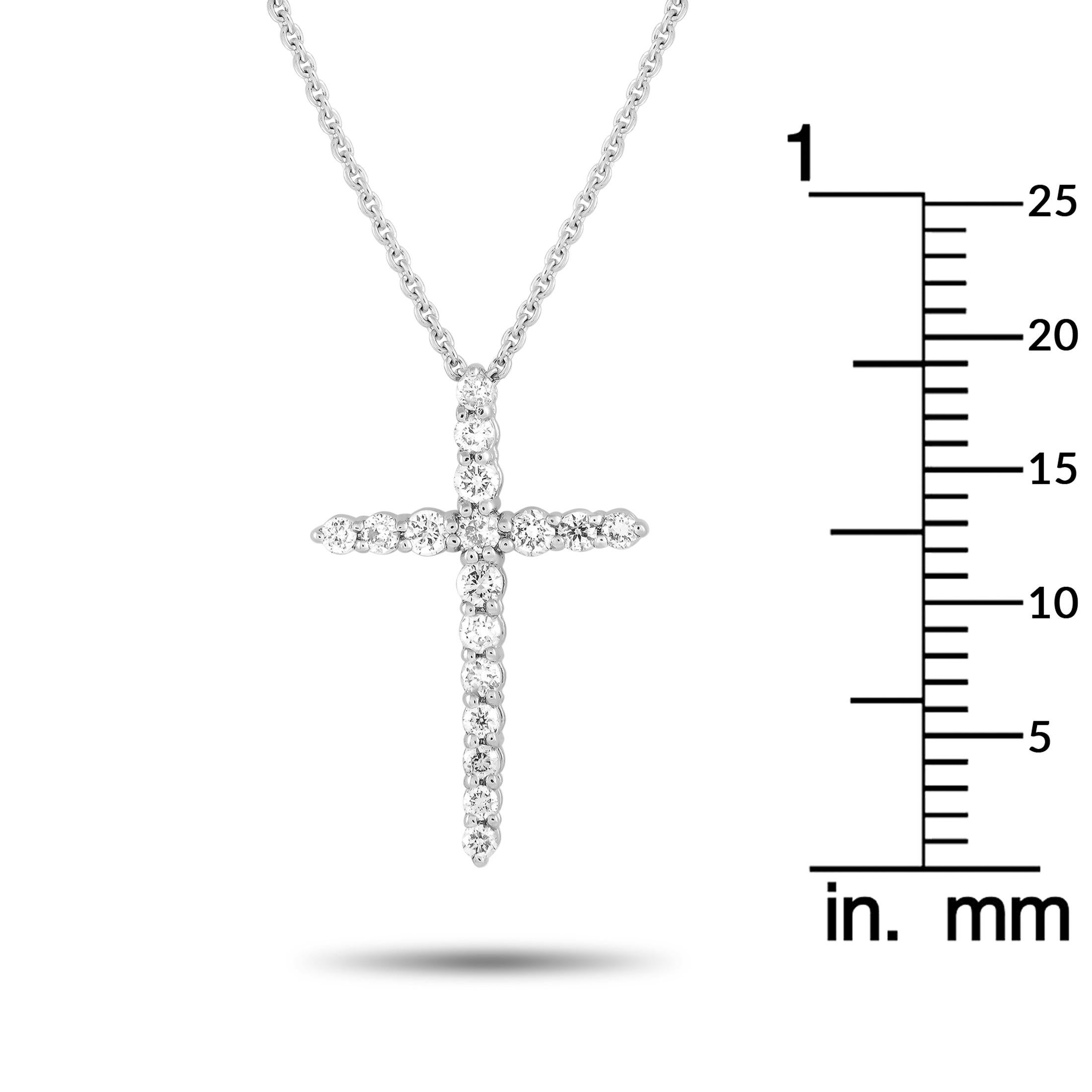 Platinum 0.25ct Diamond Everyday Cross Necklace  In New Condition For Sale In Southampton, PA