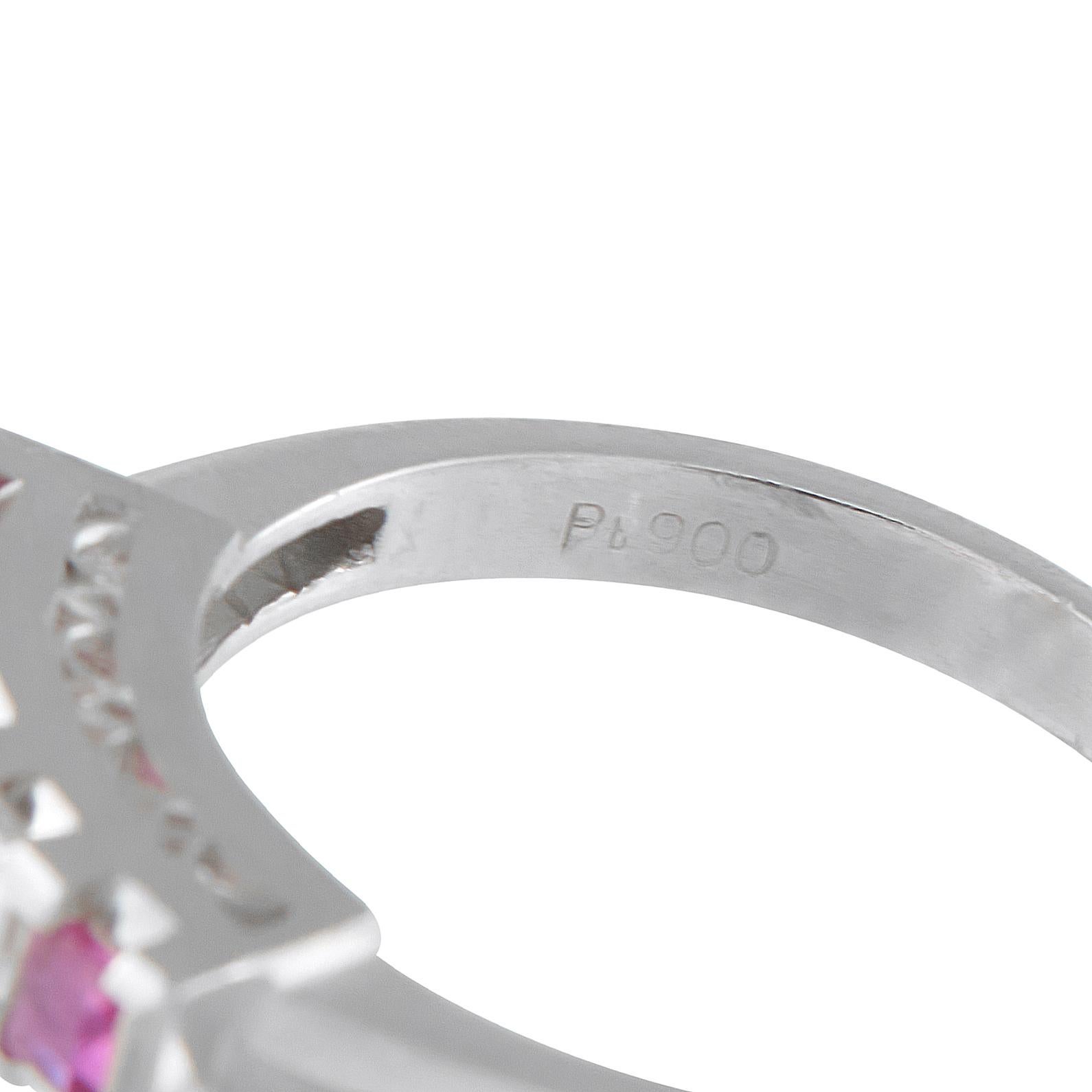 Platinum 0.26ct Diamond and Ruby Five-Stone Ring MF72-101625 In condizioni ottime in vendita a Southampton, PA