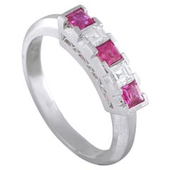 Platinum 0.26ct Diamond and Ruby Five-Stone Ring MF72-101625