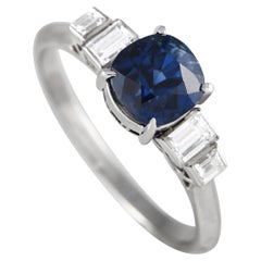 Platinum 0.26ct Diamond and Sapphire Ring