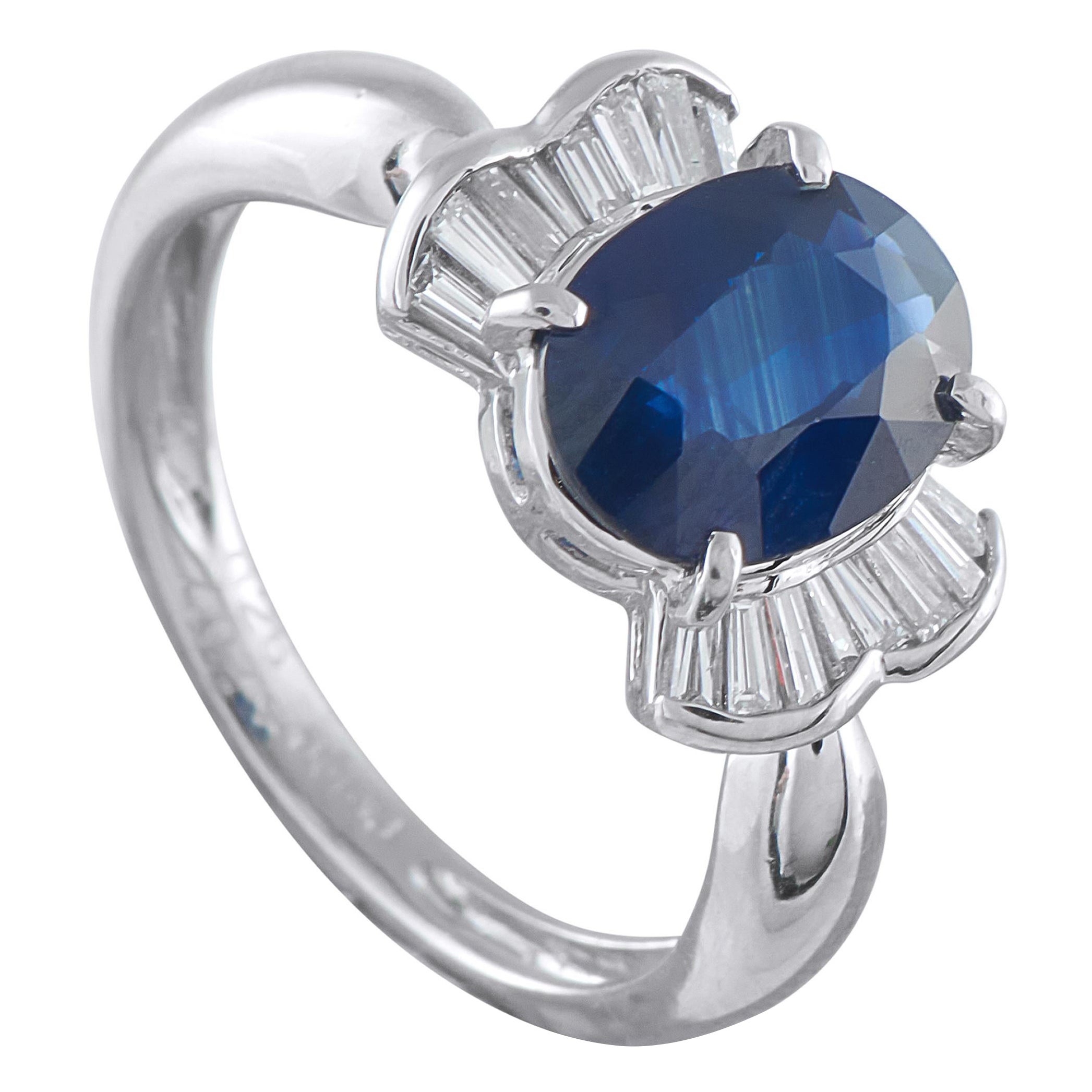 Platin 0,26ct Diamant und Saphir Ring MF06-110625