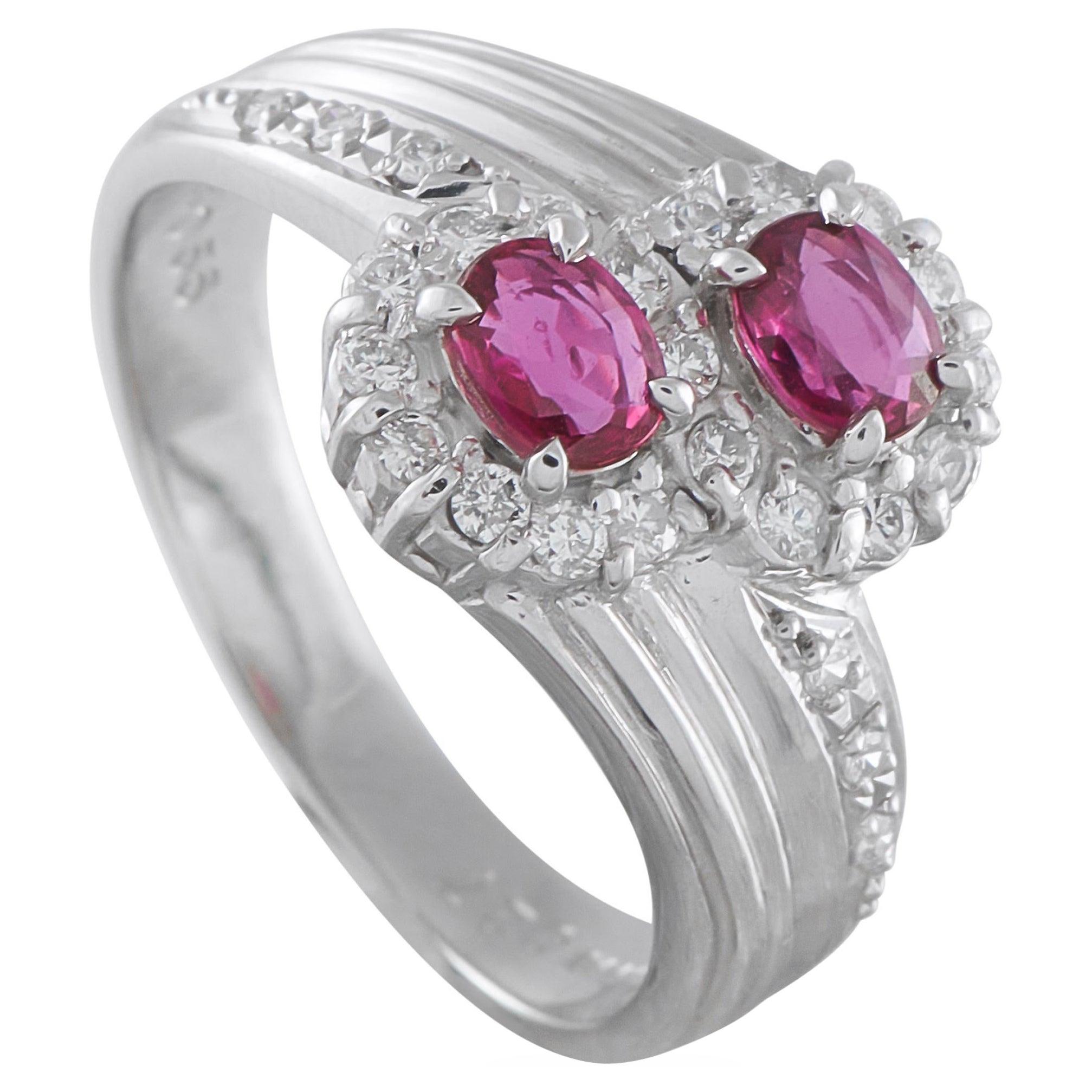 Platinum 0.27ct Diamond and Ruby Ring MF19-121625