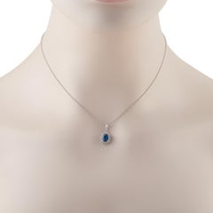 Platin 0,27ct Diamant und Saphir-Anhänger Halskette MF27-041426