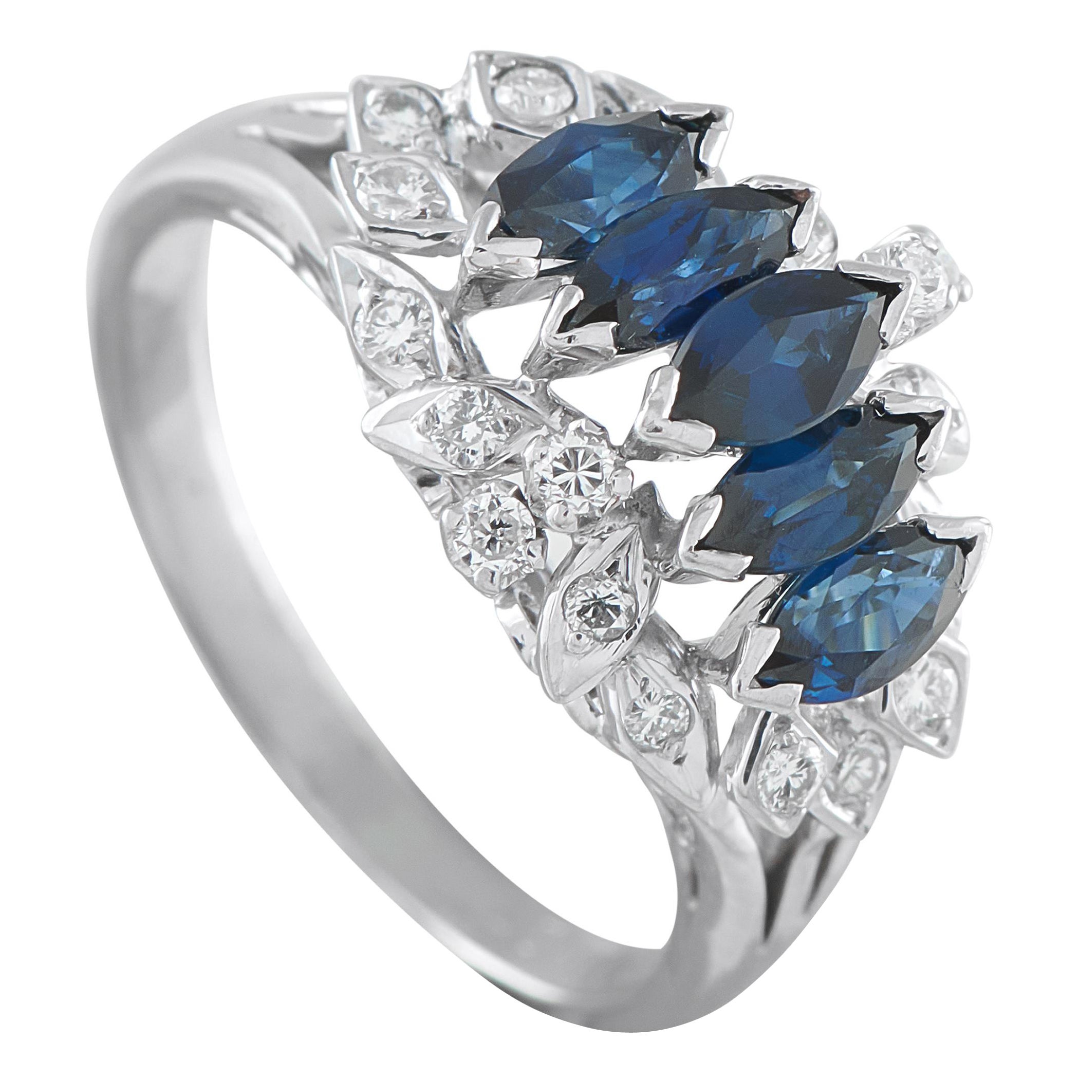 Platinum 0.27ct Diamond and Sapphire Ring MF67-101625