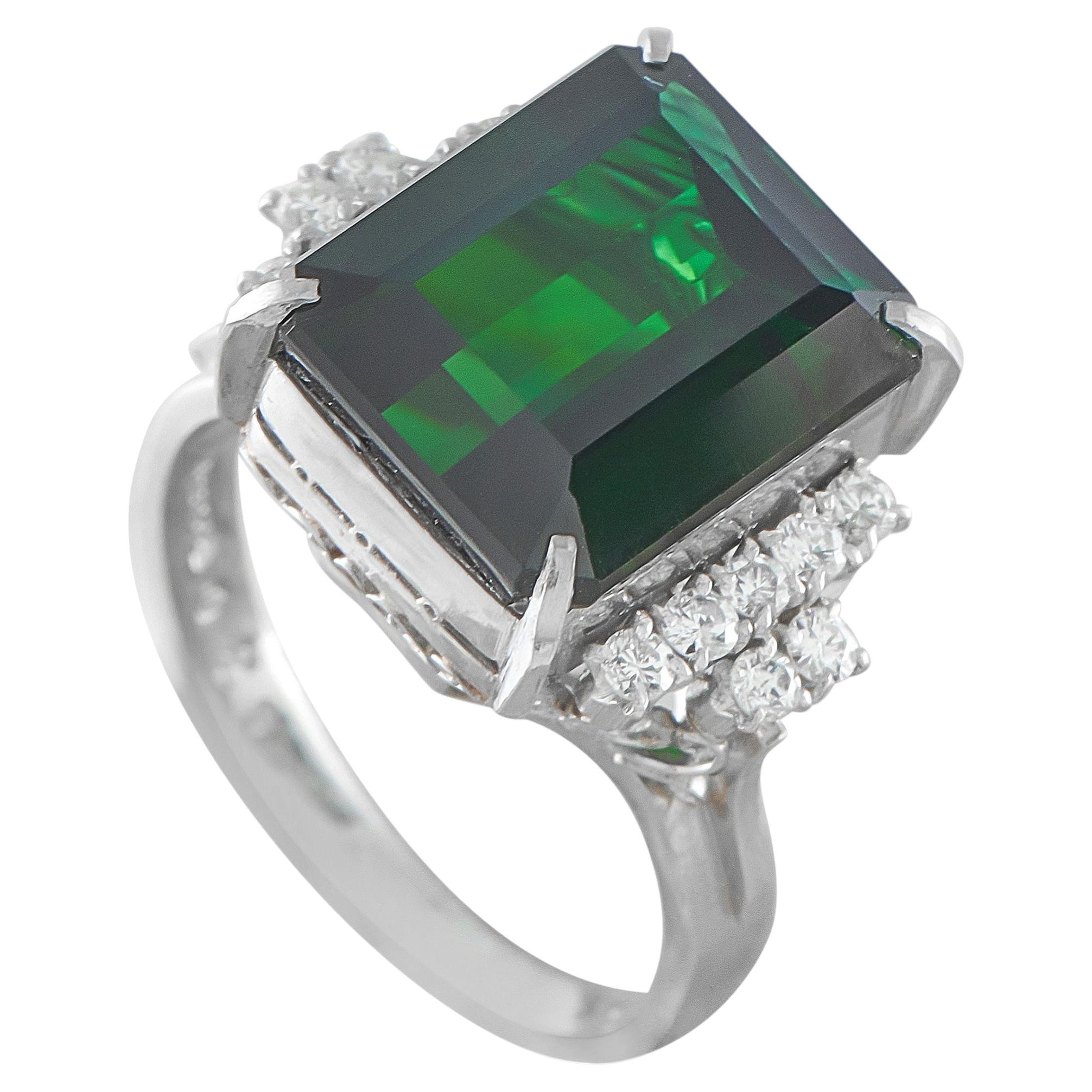 Platinum 0.28ct Diamond and Tourmaline Ring MF27-052126