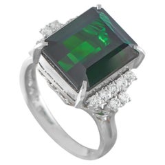 Platinum 0.28ct Diamond and Tourmaline Ring MF27-052126
