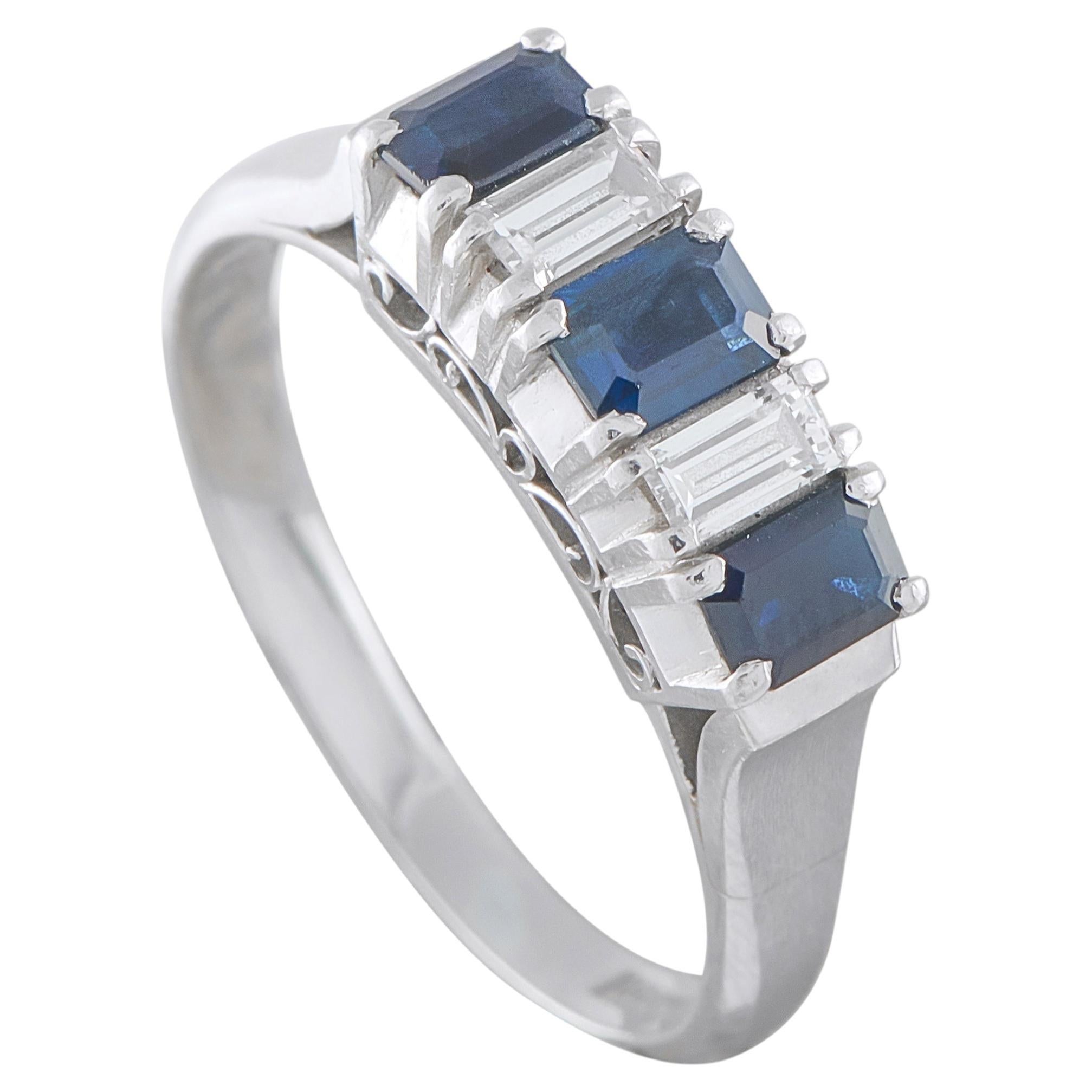 Platinum 0.29ct Diamond and Sapphire Ring MF42-052126